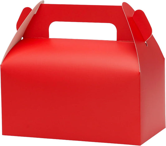 UnicoPak 30 Pack Red Gable Treat Boxes Party Favor Goodie Bag Boxes for Candy Treats Snacks Cookie Toys for Birthday Party Halloween Christmas, 6.5x3.5x4 Inches