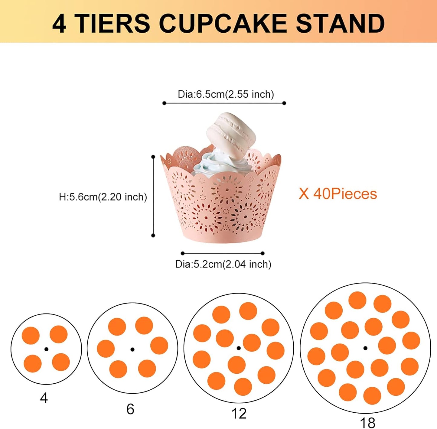 Boxalls Cupcake Stand, 4 Tier Round Acrylic Cupcake Display Stand Holder, Clear Dessert Pastry Tower for Wedding, Birthday, Theme Party, Baby Shower