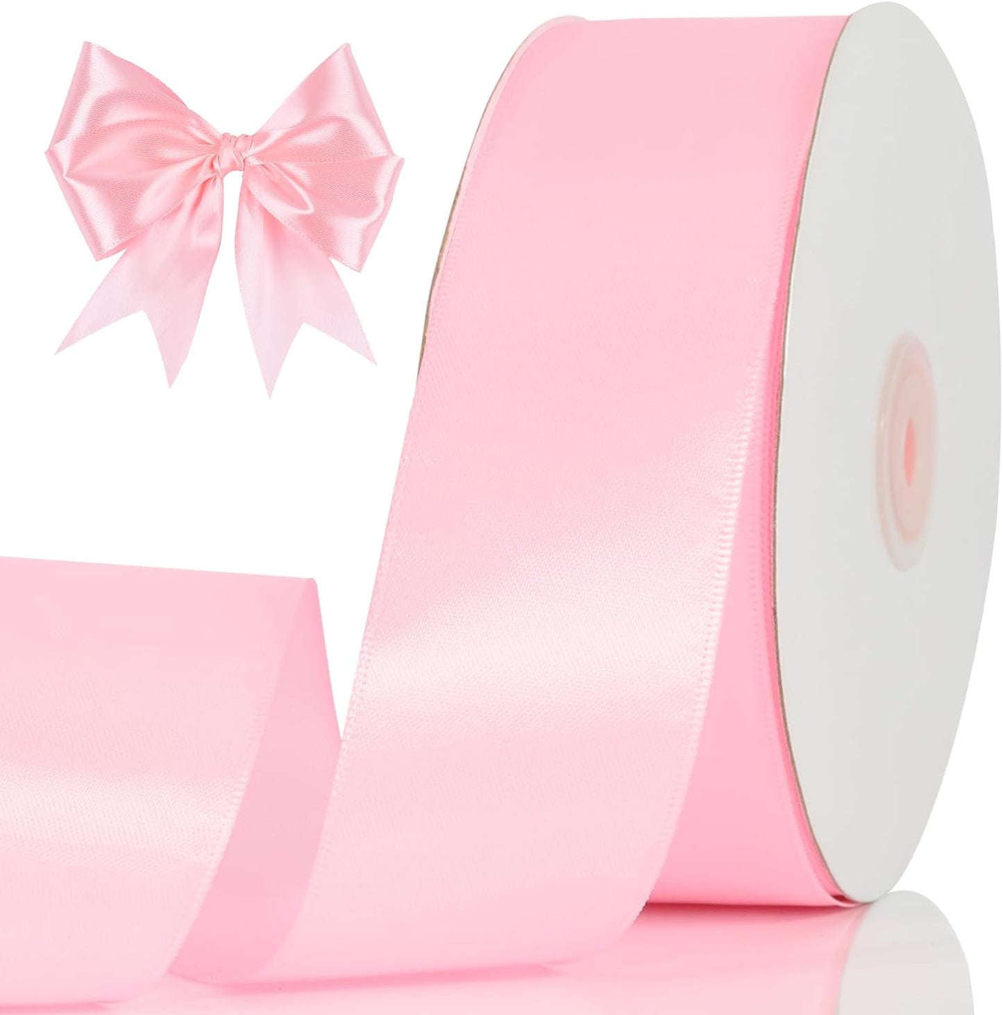 NESCCI 60 Yards Ribbon,1-1/2 Inch Pink Satin Ribbon,Single Face Satin Ribbons, Perfect for Gift Wrapping,Wedding Decoration,Handmade Bows, Wrapping Bouquet and More