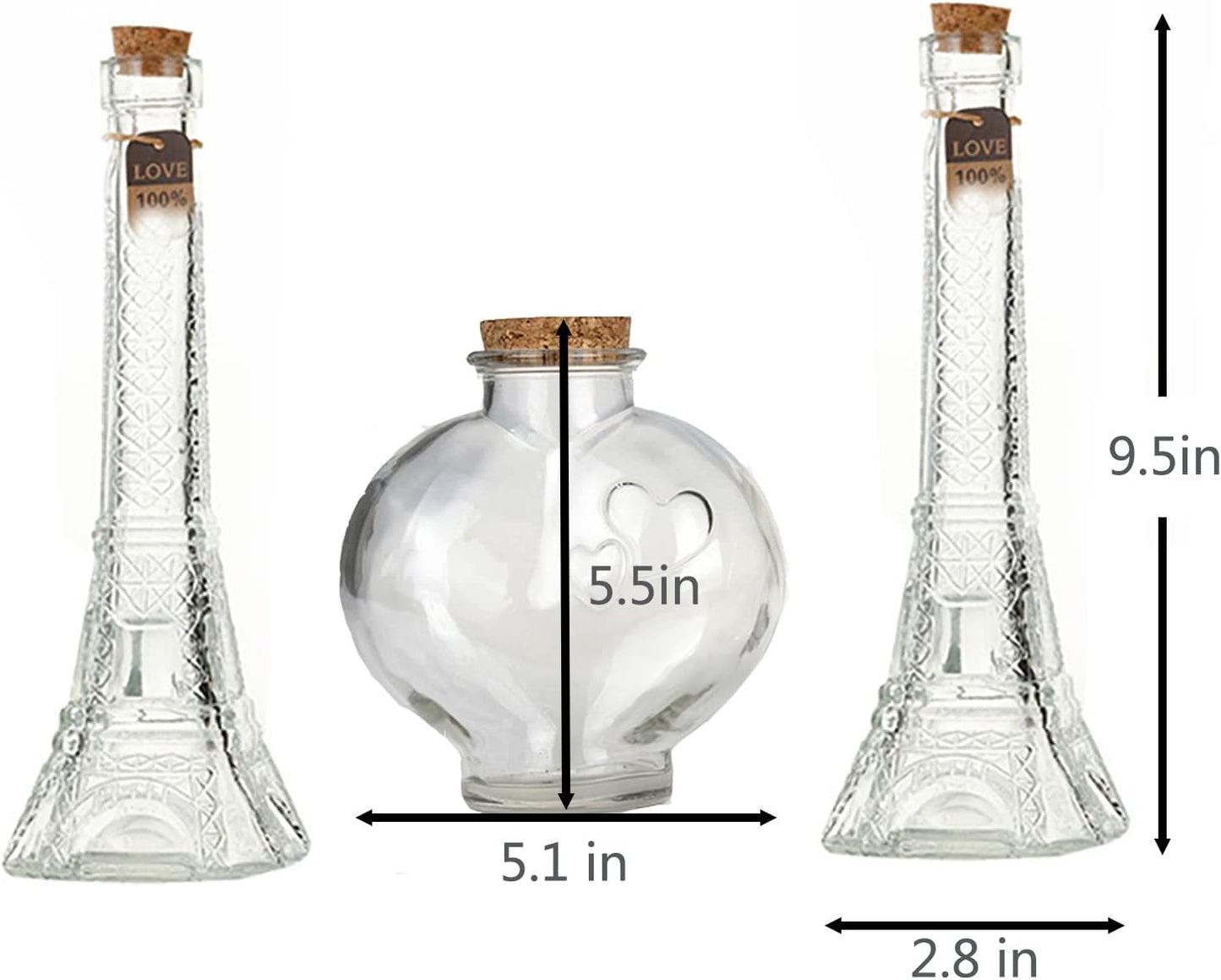 CHENGXINWENHUA Unity Sand Ceremony Set for Wedding Handmade Decorative Jars (3tower)