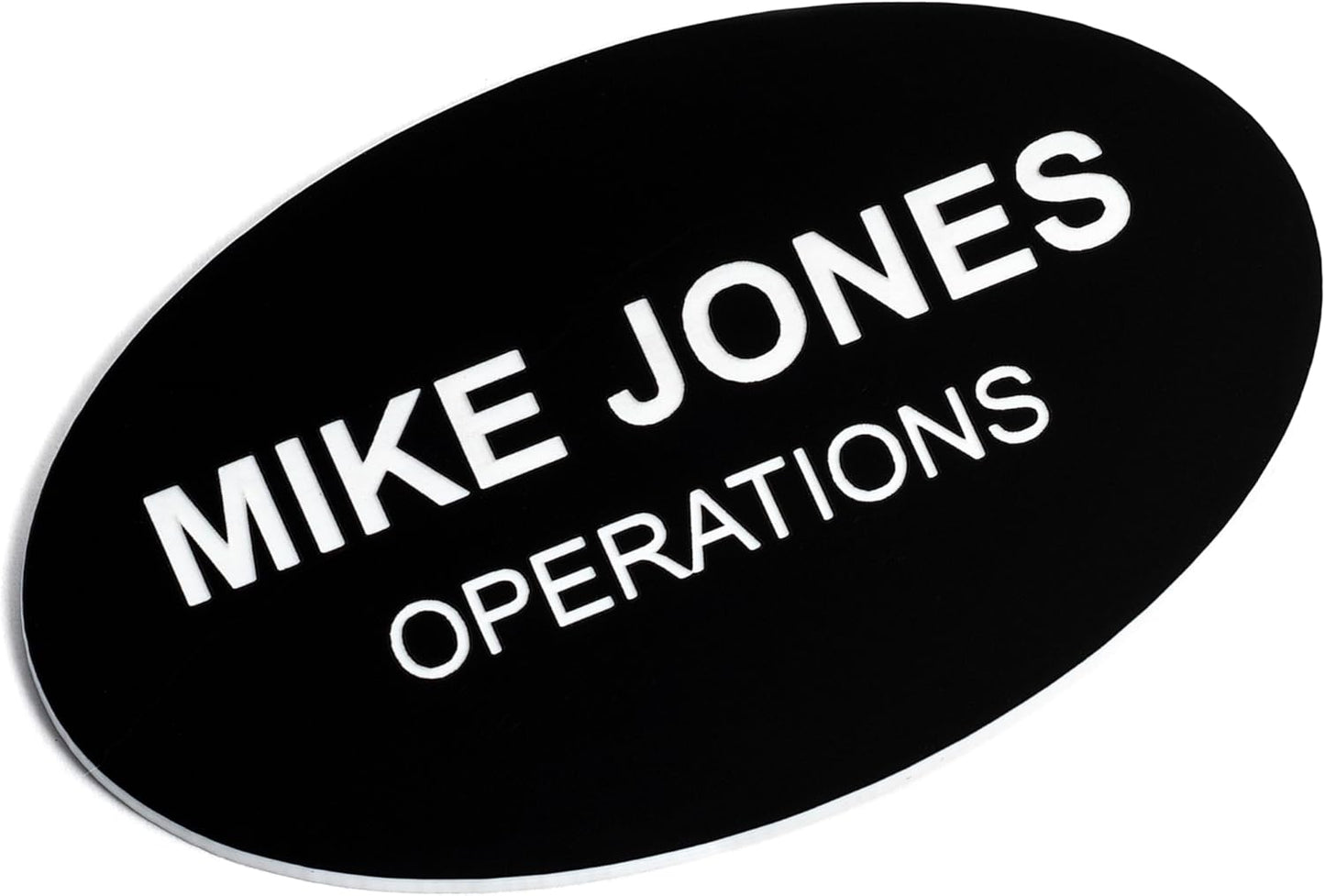 Custom Engraved Name Tag Badges – Personalized Identification with Pin or Magnetic Backing, 2.8 Inch Oval, Black/White