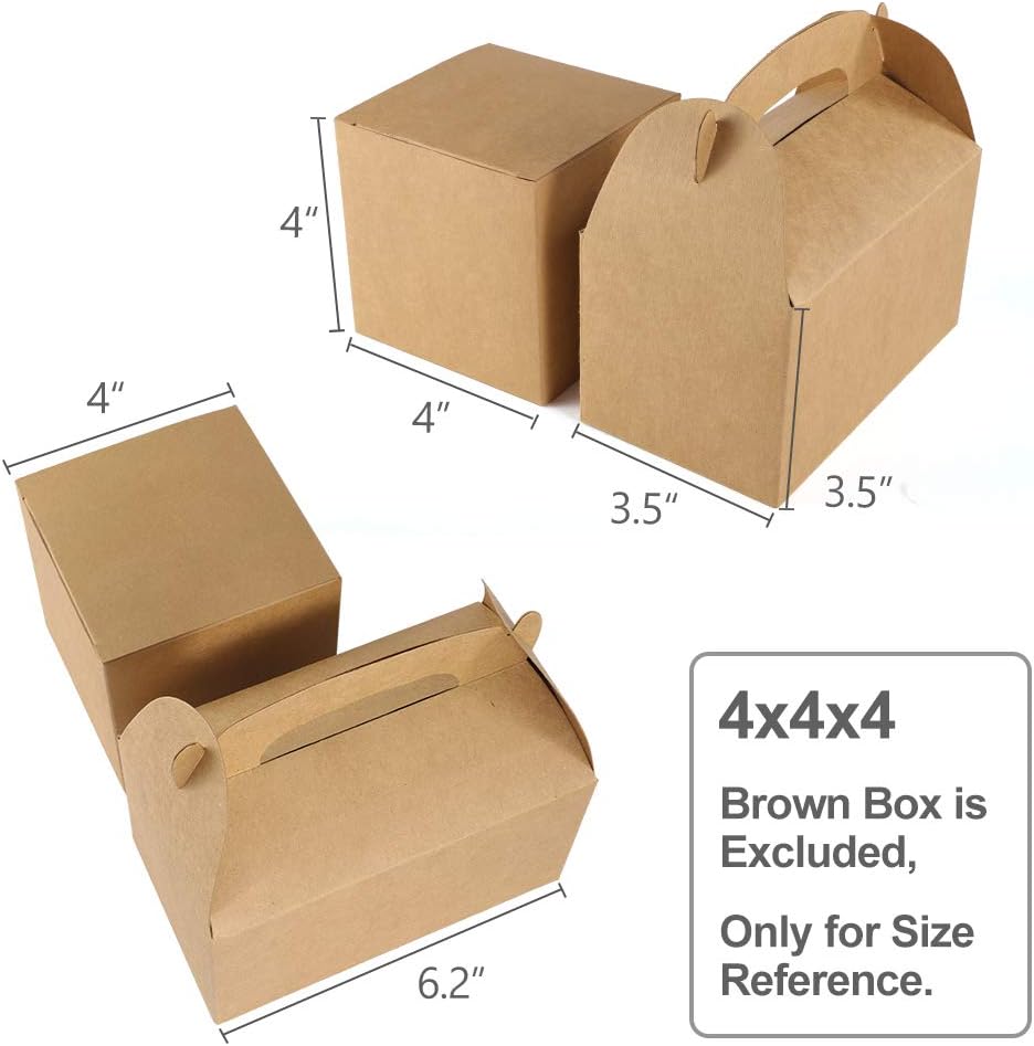 ValBox Treat Boxes 30 Pack Brown Kraft Paper Gable Gift Boxes - Goodies Favor Box for Kids' Birthday Party, Wedding, Baby Shower, 6.2 x 3.5 x 3.5 Inches