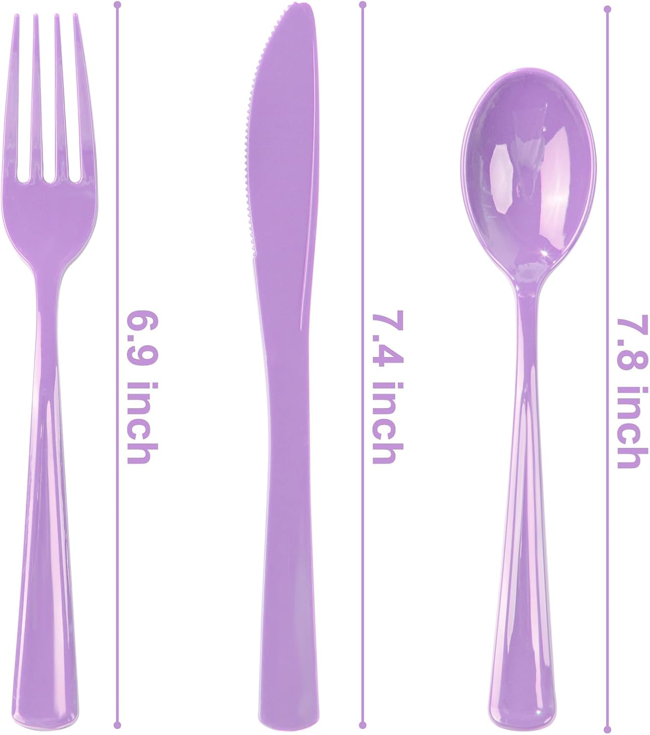 WDF 160 Piece Purple Plastic Silverware - Heavy Duty Purple Silverware Includes 80 Forks, 40 Spoons, 40 Knives, Lavender Plastic Utensils Perfect for Wedding, Party