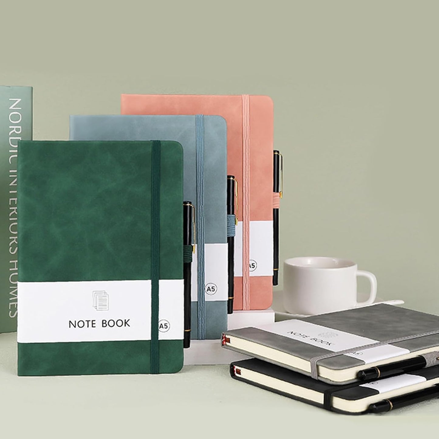 Personalized Notebook Custom Journal Notebook PU Leather A5 Can Customized with Logo/Text/Image- 192 Lined Pages 8.3 x 5.9 Inch, Pen Loop, Elastic Band, Pink Hardcover