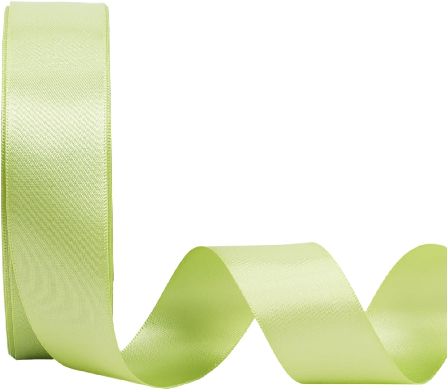 LaRibbons 1 Inch 25 Yard Double Faced Satin Ribbon, Lime Green Satin Craft Fabric Ribbon for Gift Wrapping Floral Bouquets Wedding Party Decoration