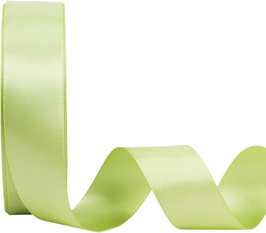 LaRibbons 1 Inch 25 Yard Double Faced Satin Ribbon, Lime Green Satin Craft Fabric Ribbon for Gift Wrapping Floral Bouquets Wedding Party Decoration