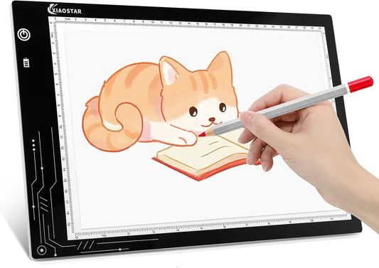 XIAOSTAR Rechargeable Light Box Drawing A4, Tracing Board with Adjustable Brightness for Artists, Animation Drawing, Sketching, X-ray Viewing (A4-RCG)