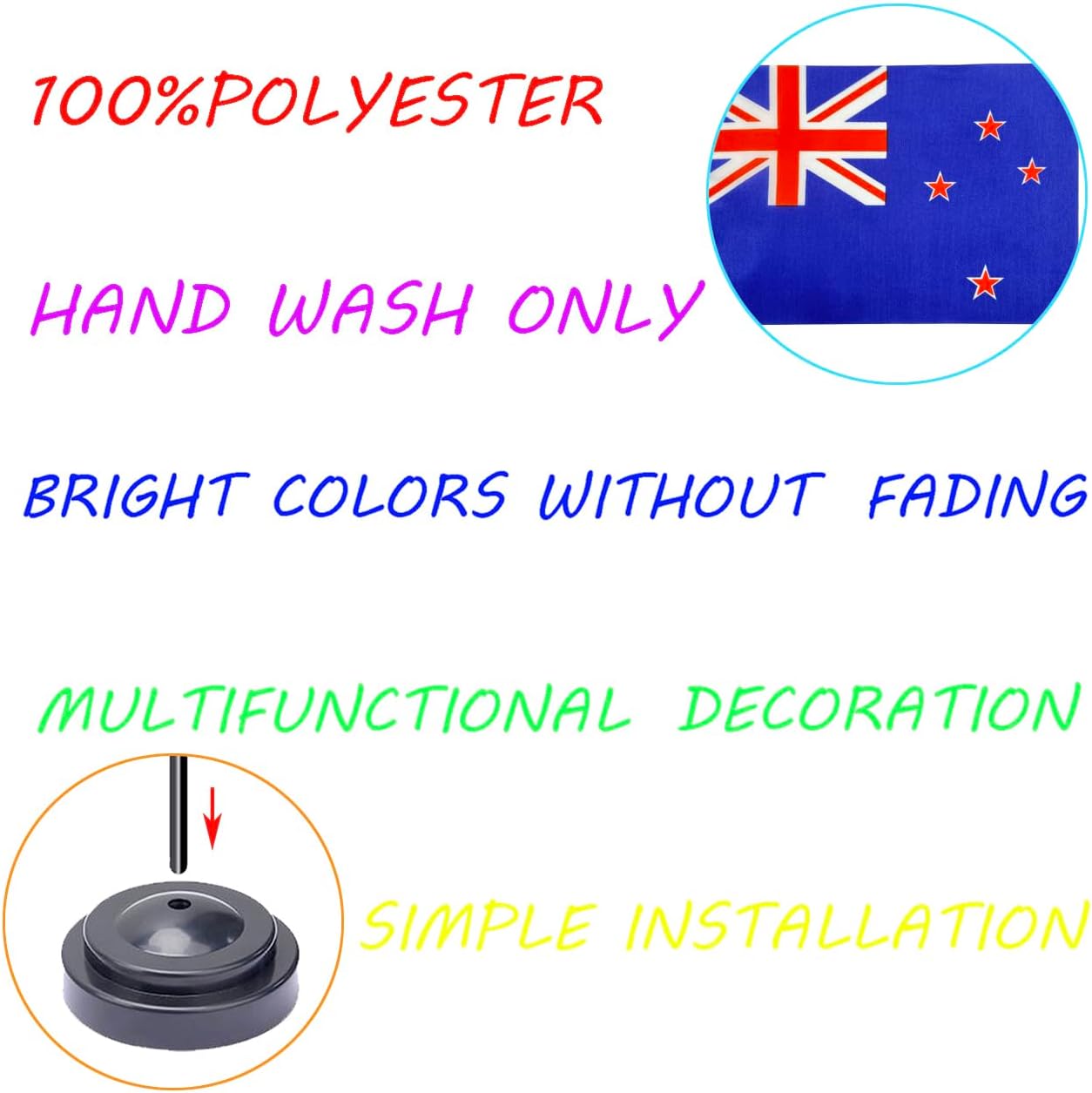 WXTWK 2 Pack New Zealand Flag New Zealand Deluxe Desk Flag Set - Mini Small New Zealand Table Office Flags with Black 12" Solid Pole Stand Base Classroom Meeting Desktop Decorations