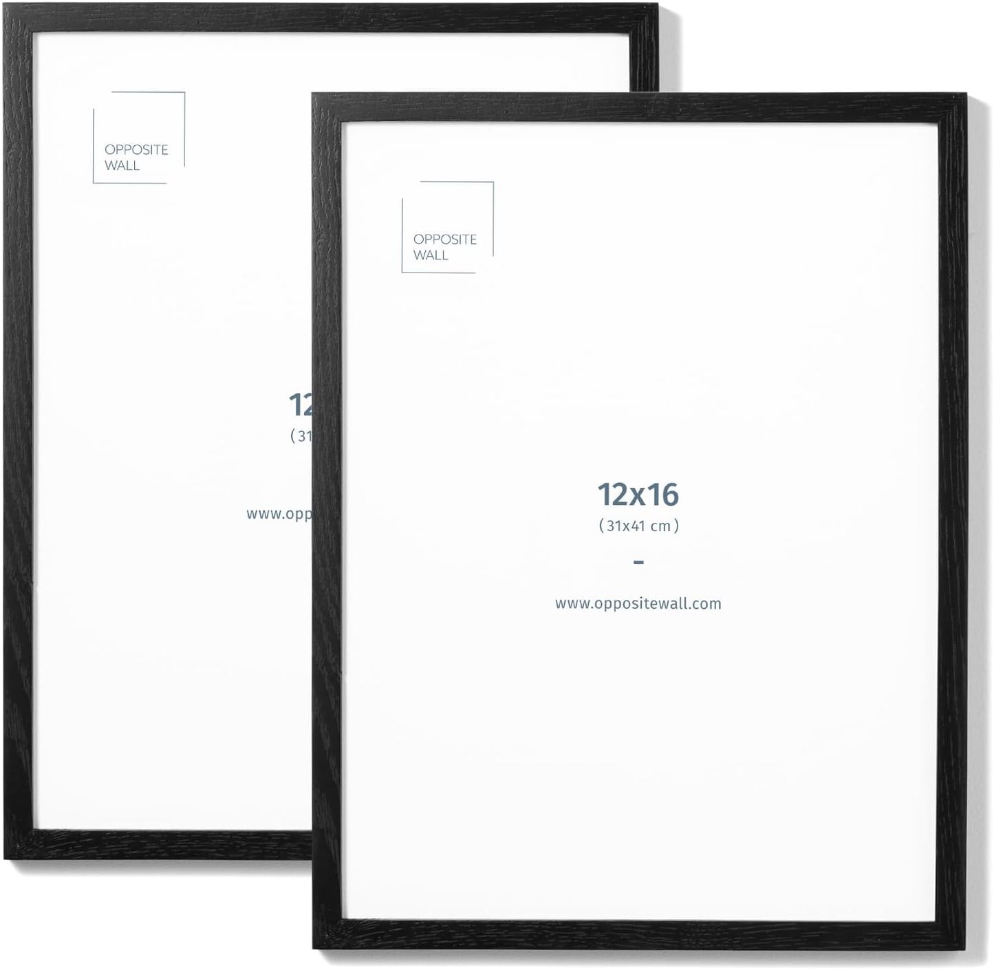 Opposite Wall - 12x16 in - Black Solid Oak Wood Picture Frame - Lightweight, Versatile & Shatterproof - Wall Hanging Poster or Photo Frame - Wall Decor for Office, Gallery & Home - 2 Pack