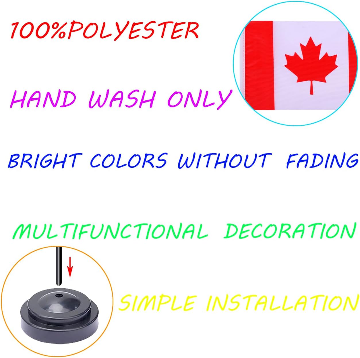 WXTWK 2 Pack Canada Flag Canada Deluxe Desk Flag Set - Mini Small Canadian Table Office Flags with Black 12" Solid Pole Stand Base Classroom Meeting Desktop Decorations