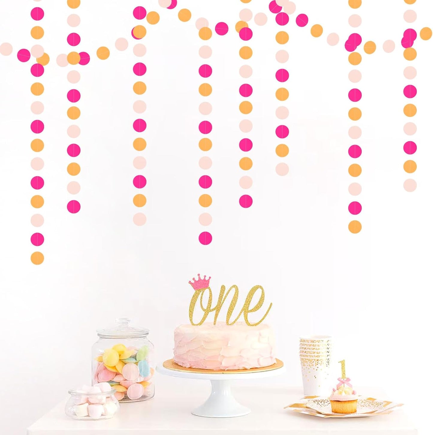 Hot-Pink Burnt-Orange Fall Party-Decorations Garland - 64Ft Birthday Baby Shower Paper Streamers Banner,Sunset Autumn Thanksgiving Bridal Wedding Graduation Backdrop Decor Ouruola