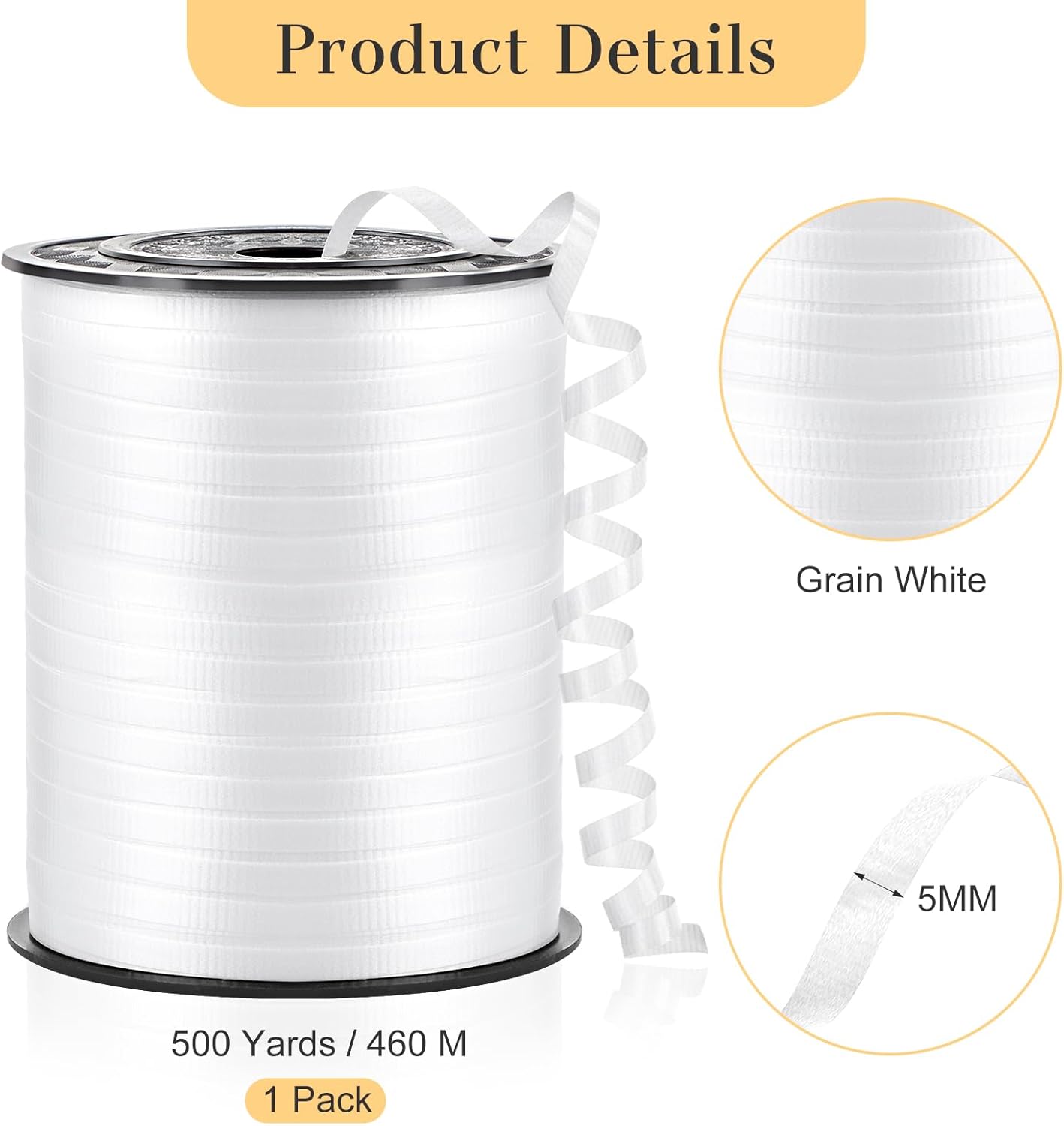 500 Yards White Curling Ribbon-Balloon String-Balloon Ribbon Texture Roll for Party Decoration, Gift Wrapping, Art Crafts, Florist Flower