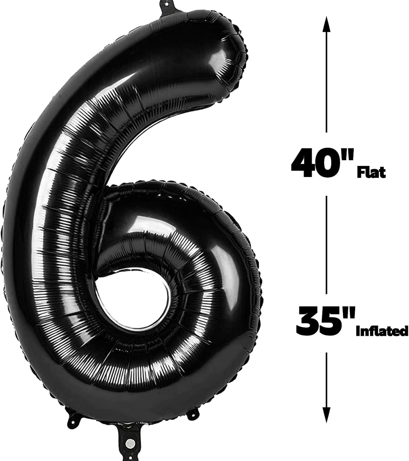 40 Inch Black Mylar Foil Number 6 Birthday Balloon, 6 16 Boy Girl Party Decorations Supplies, Big Helium Balloons Numbers for 26 36 46 60 Men Women Anniversary