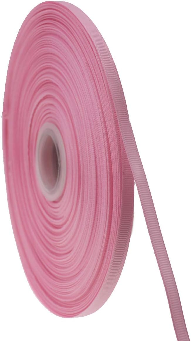Jesep One Roll 100 Yards 1/4" Soild Grosgrain Ribbon Boutique Gift Wrapping Package Ribbon, DIY Crafts Bow Hair Headband Accessories Assorted Ribbon#123 (1/4" 6mm, Pink)