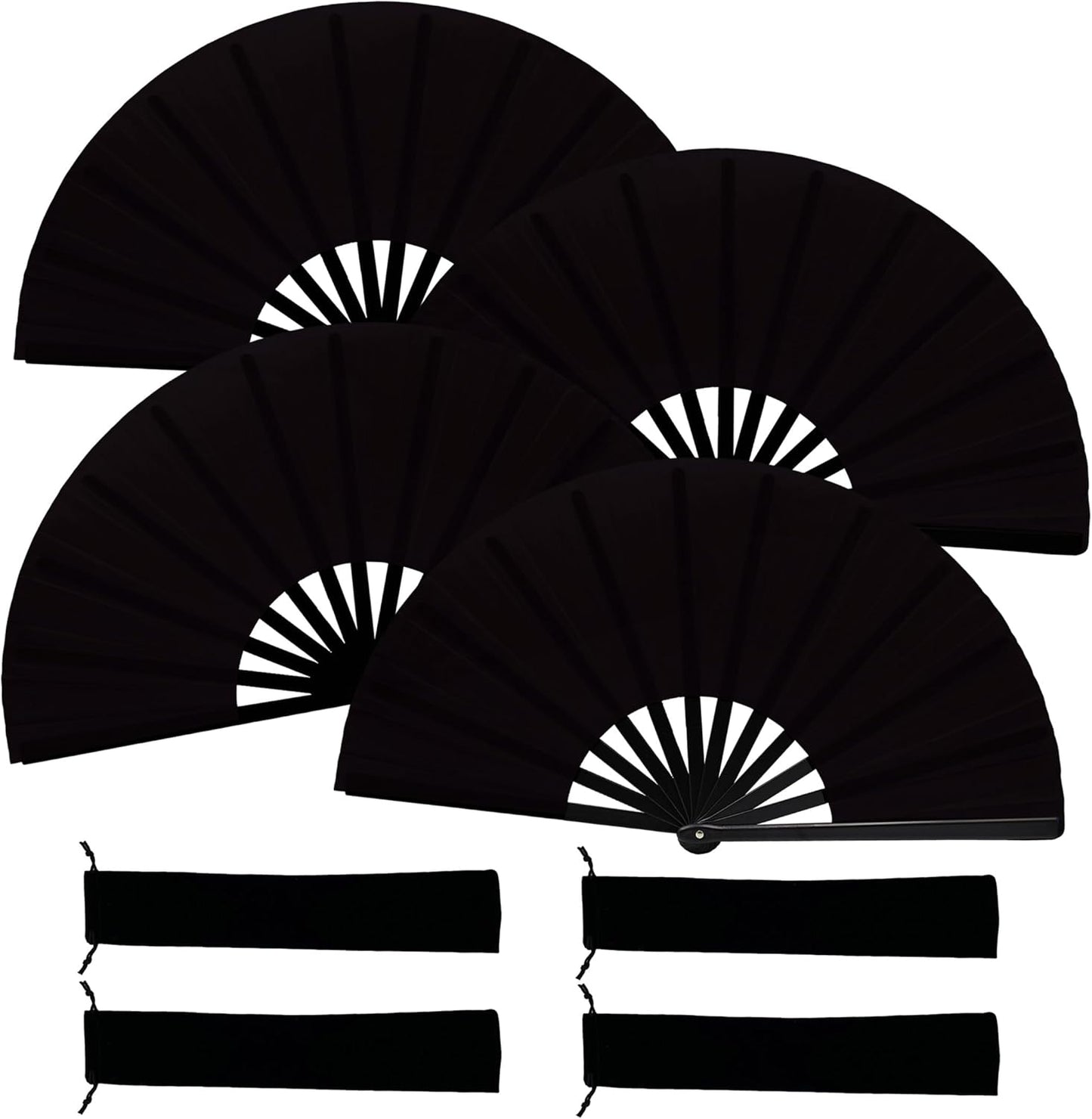 13inch Large Rave Fan Popping Clacking Fans for Line Dancing,Hand Fans for Women Foldable,Boots on The Ground Fan,Portable for Outdoor,Wedding,Party,Decoration (4pcs Black)