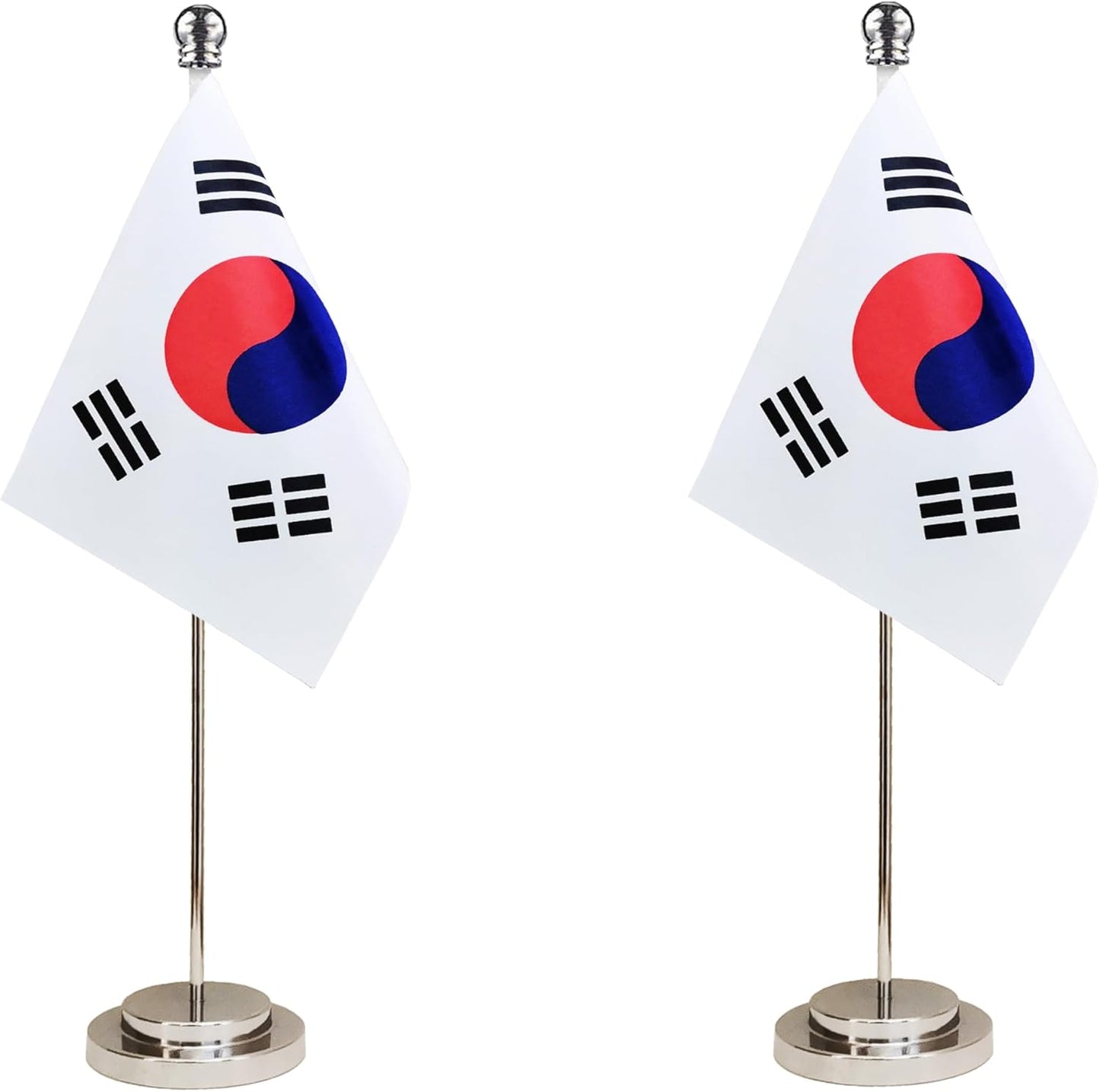 South Korea Korean Deluxe Desk Flag Set Small Mini Miniature South Korea Korean Table Desktop Flags,Festival Events Celebration,Office Decoration-2 Pack