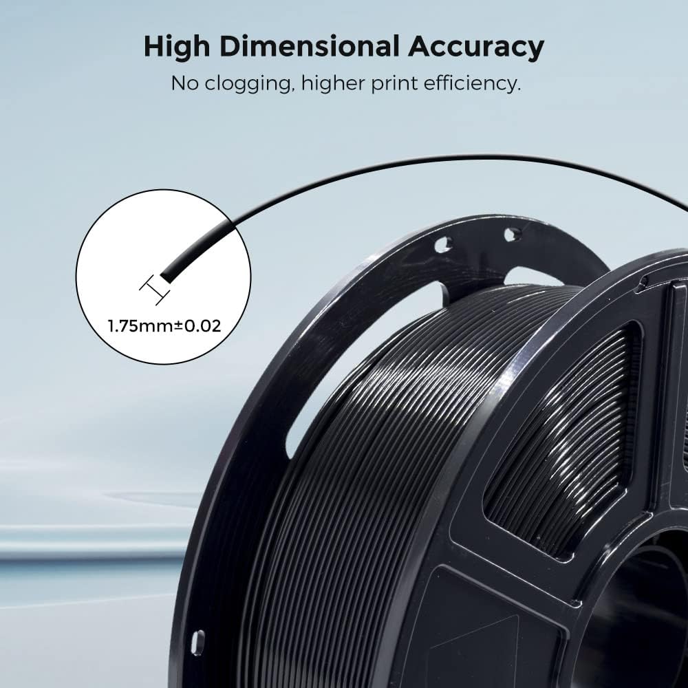 FLASHFORGE 3D Printer Filament, PLA PRO Filament 1.75mm, 1KG Spool (2.2lbs), Dimensional Accuracy +/- 0.02mm for FDM 3D Printers, Better Tenacity & No Knotting (Black)