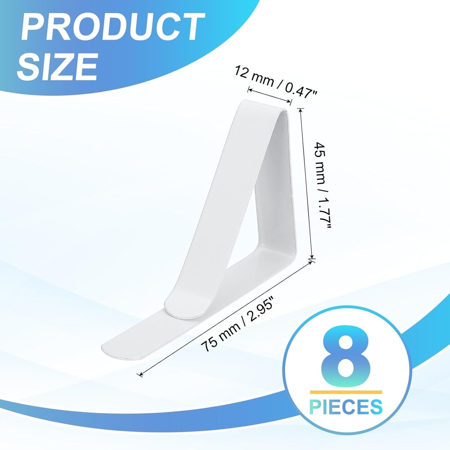 uxcell 8 Pack Tablecloth Clips, Stainless Steel Table Cloth Cover Clamps, 2.95" x 1.77" Windproof Holder Clips for Home Party Picnic Wedding Camping Dining Tables, White