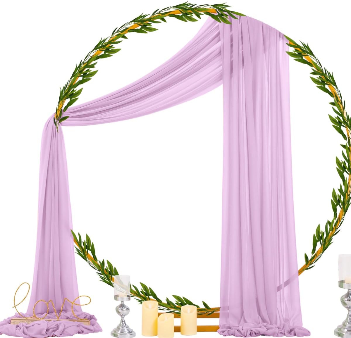 Socomi Lilac Purple Wedding Arch Draping Fabric 29" x 20Ft 4 Panels Sheer Outdoor Curtain Drapes Extra Long for Bridal Baby Shower Ceremony Birthday Party Decor