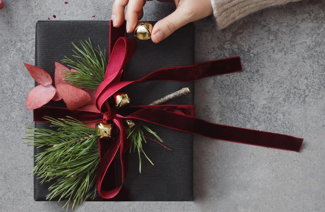 Burgundy Velvet Ribbon 1'' 25 Yards for Christmas Tree, Gift Wrapping, Flower Bouquet, Wreath Decorations, Bow Making