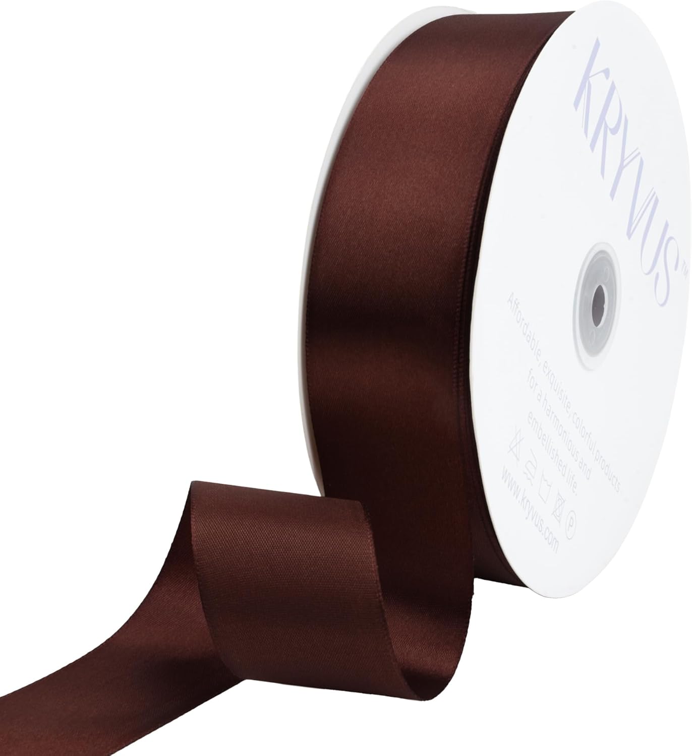 Dark Brown Satin Ribbon 1-1/2 inch X Continuous 100 Yards, Single Face Polyester Ribbon Perfect for Gift Wrapping, Flower Bouquet, Wedding Decor, Crafts, Bow Making, Sewing and More