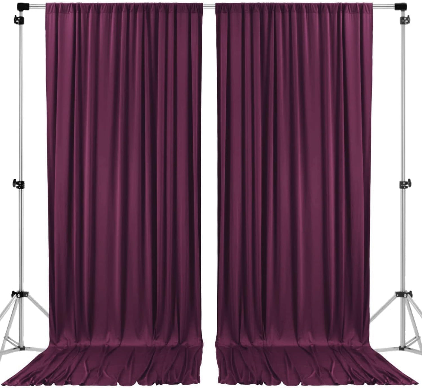 AK TRADING CO. 10 feet x 10 feet Eggplant Purple Polyester Backdrop Drapes Curtains Panels with Rod Pockets - Wedding Ceremony Party Home Window Decorations