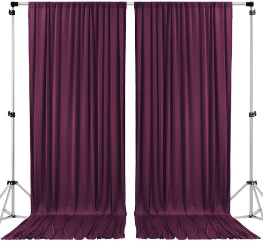 AK TRADING CO. 10 feet x 10 feet Eggplant Purple Polyester Backdrop Drapes Curtains Panels with Rod Pockets - Wedding Ceremony Party Home Window Decorations