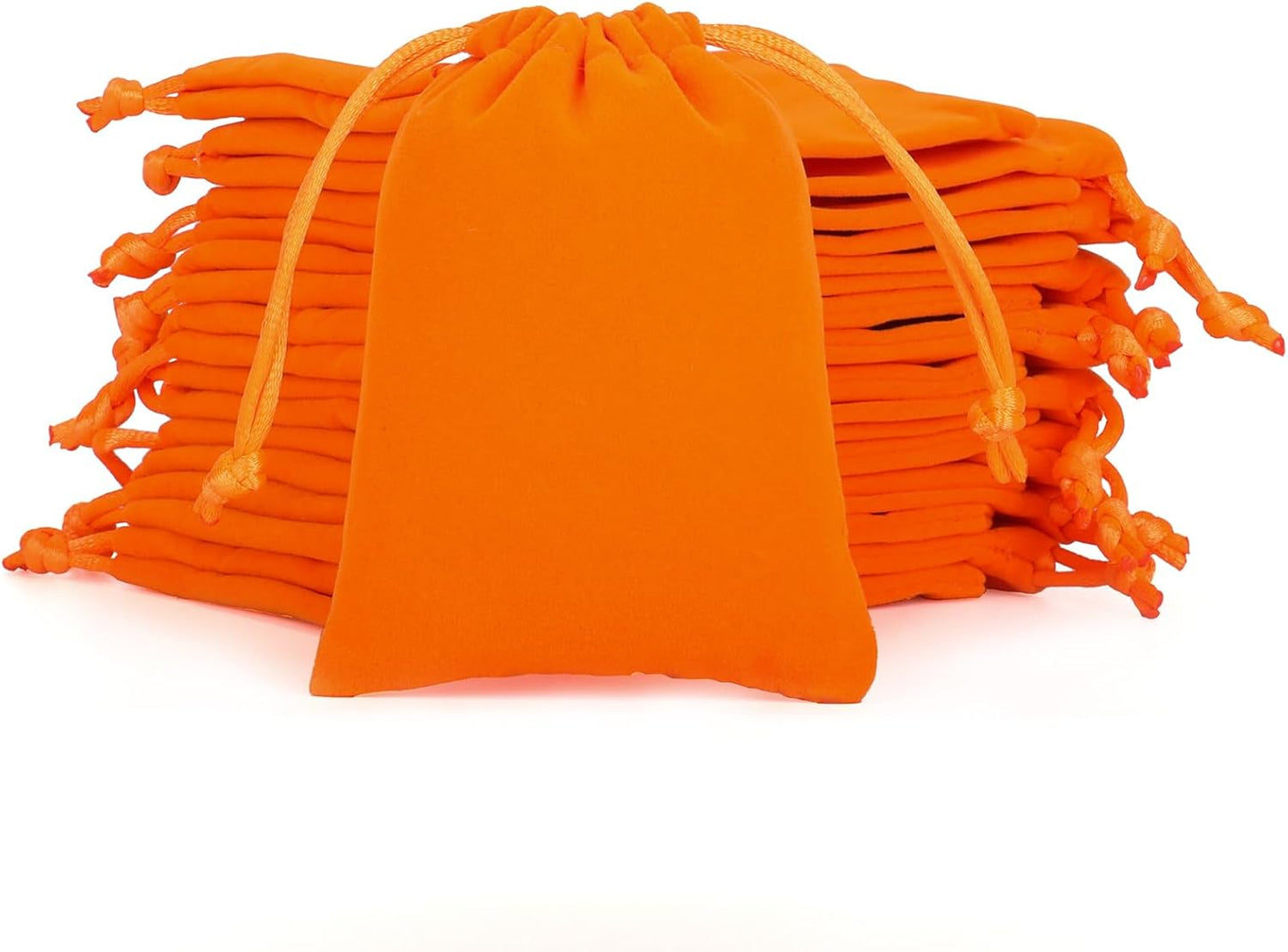 Velvet Drawstring Jewelry Bag, 50Pcs Orange Coin Pouch, 3x4 Dice Bag, for Wrapping Halloween Party Favors or Gifts for Friends, Small Bussiness, Craft Fair Vendor Supplies