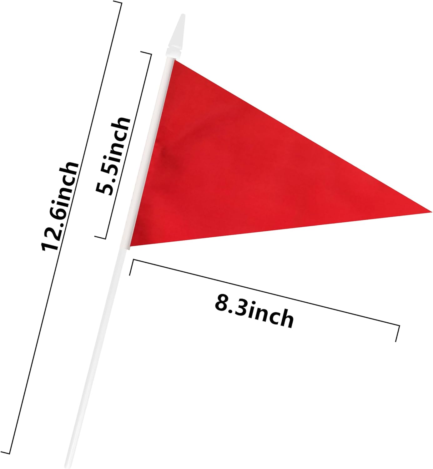 12 Pack Red Pennant Flags Small Mini Hand Held Solid Color Pennant On Sticks Flags with 12.6"Solid Pole & Spear Top,Party Events Celebration,School,Grand Opening,Kids Birthday,Sports Clubs,Flower Pot