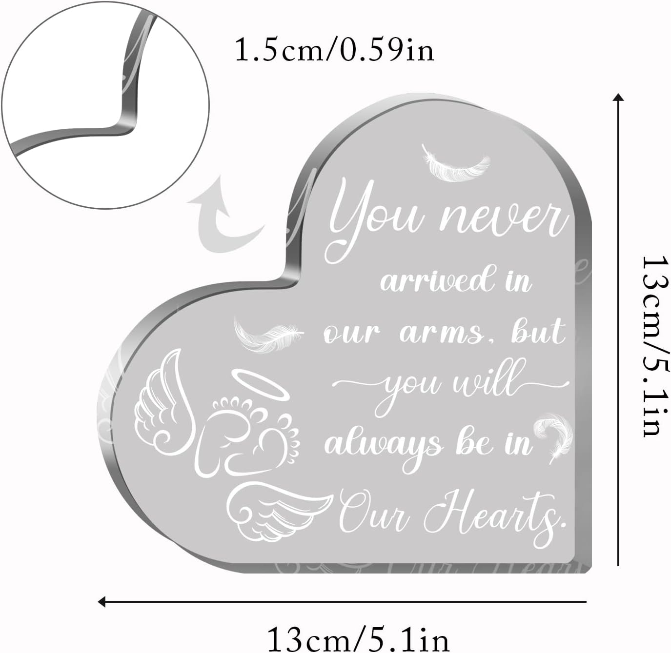 Miscarriage Gifts for Mothers, Acrylic Heart Paperweight Keepsake, Infant Loss Sympathy Gift, Loss of Baby Memorial, Remembrance Sympathy Gifts