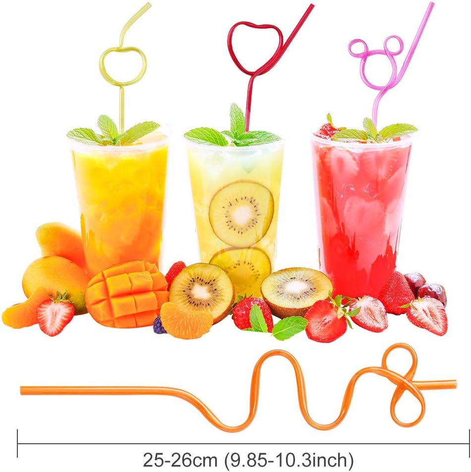24 Pcs Silly Crazy Straws for Kids Reusable Plastic Loop Curly Crazy Drinking Straws for Classroom Activities Valentines Day Gift Christmas Birthday Wedding Party Supplies Decoration