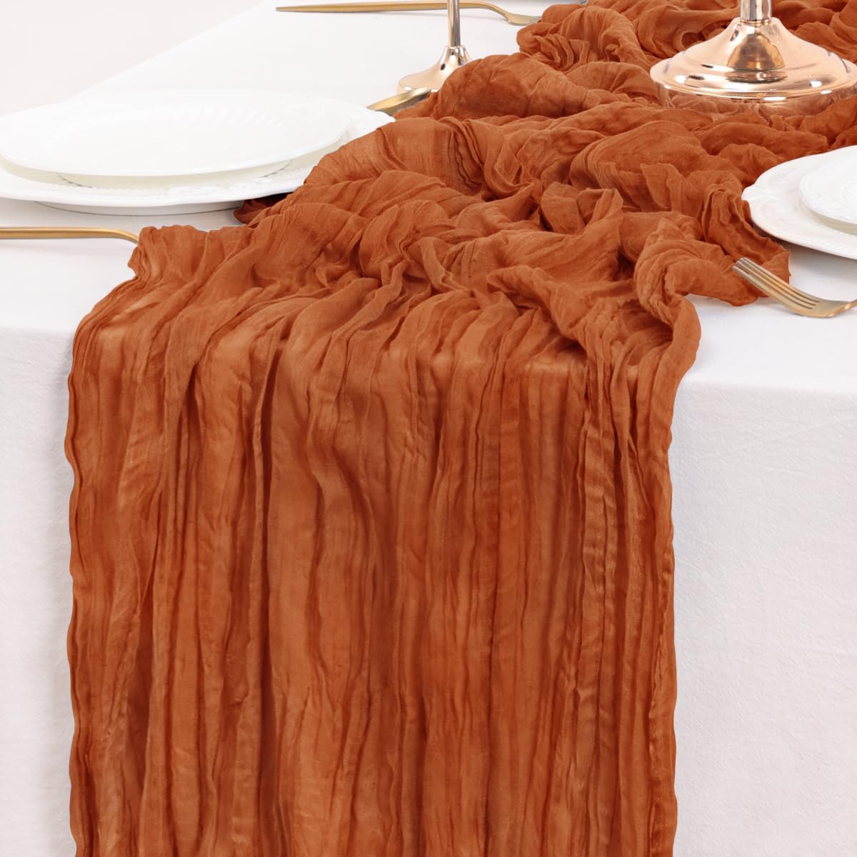 Terracotta Table Runner Cheesecloth Table Runner 10FT Farmhouse Table Runners 120 Inches Fall Table Decor Dining Room Centerpiece Wedding Boho Baby Shower Birthday