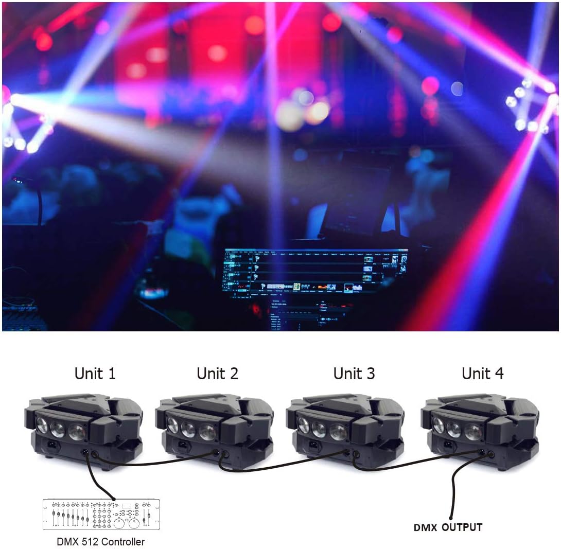 BETOPPER Moving Head Stage Lights,9x10W RGBW 4-in-1 LED Party DJ Lighting,19/51-CH 3 Header DJ Light Sound Activated/DMX 512 Disco Light for Bar,Disco,Dance Halls,Clubs,Mobile DJ,Gigs etc.