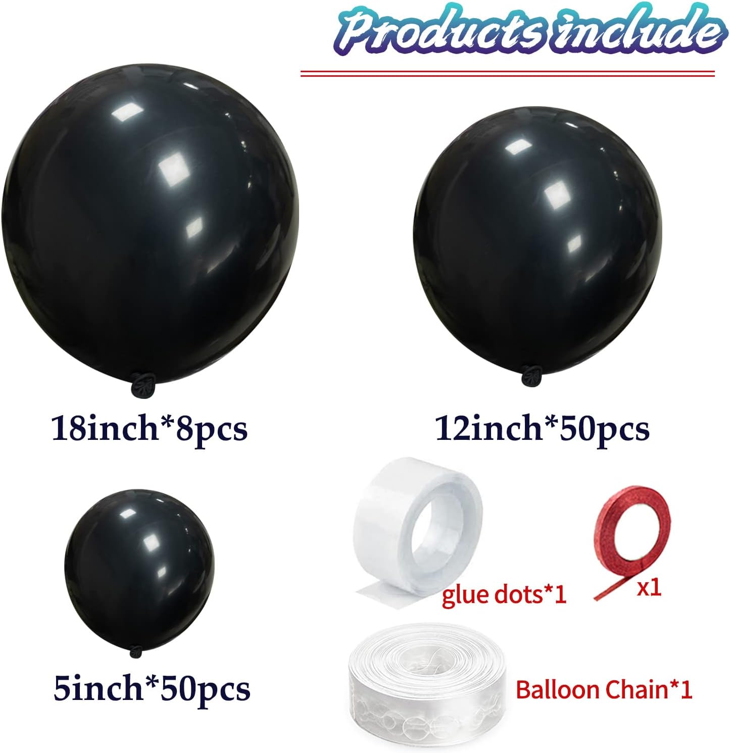 KAWKALSH Black Balloon Arch Kit 111Pcs 18 12 5 Inch Latex Party Balloons Garland for Birthday Baby Shower Wedding Engagement Anniversary Christmas Party Decorations