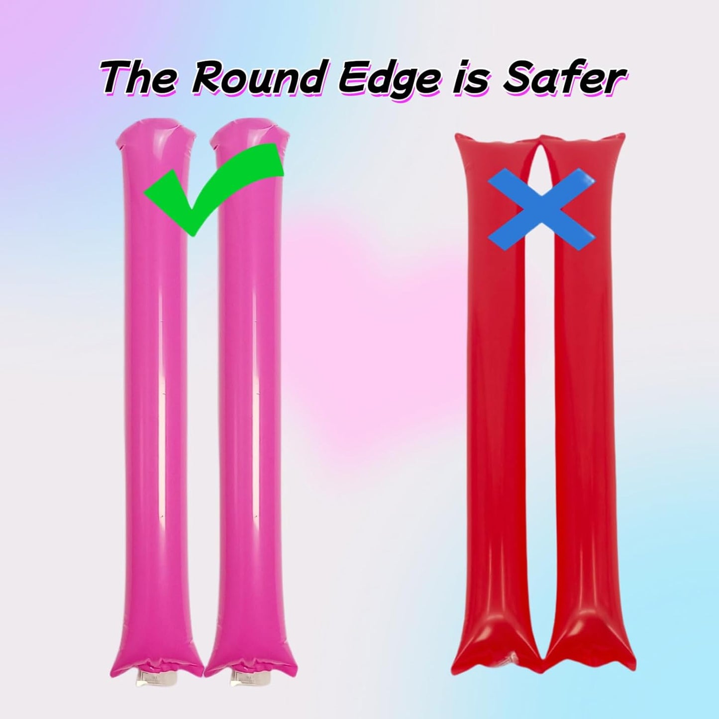 40pcs Round headTeam Spirit Boom Sticks Thunder Sticks Cheering Sticks Team Spirit Plastic Cheerleading Spirit Stick Clapper Inflatable Noise Maker Sports Supply (Pink)