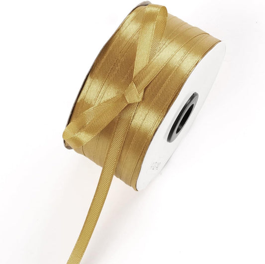 1/4" x 230 Yards Champaign Gold Satin Ribbon Single Faced Bulk Fabric Ribbons for Gift Wrapping, Crafting and DIY Projects, Hair Accessories, Tiny Bows