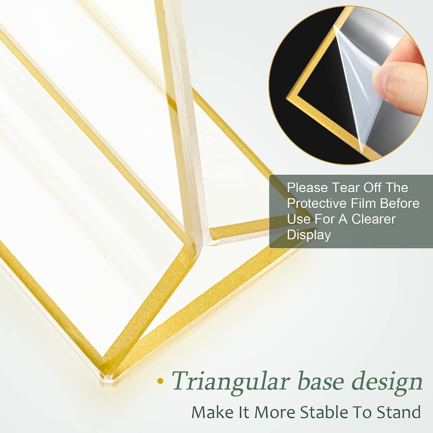 24 Pack Gold Picture Frames 4 x 6 Inch Clear Acrylic Sign Holders Double Sided Display Frames Bulk with Stand 2 mm Gold Border for Table Numbers Wedding Party (Horizontal, Vertical)