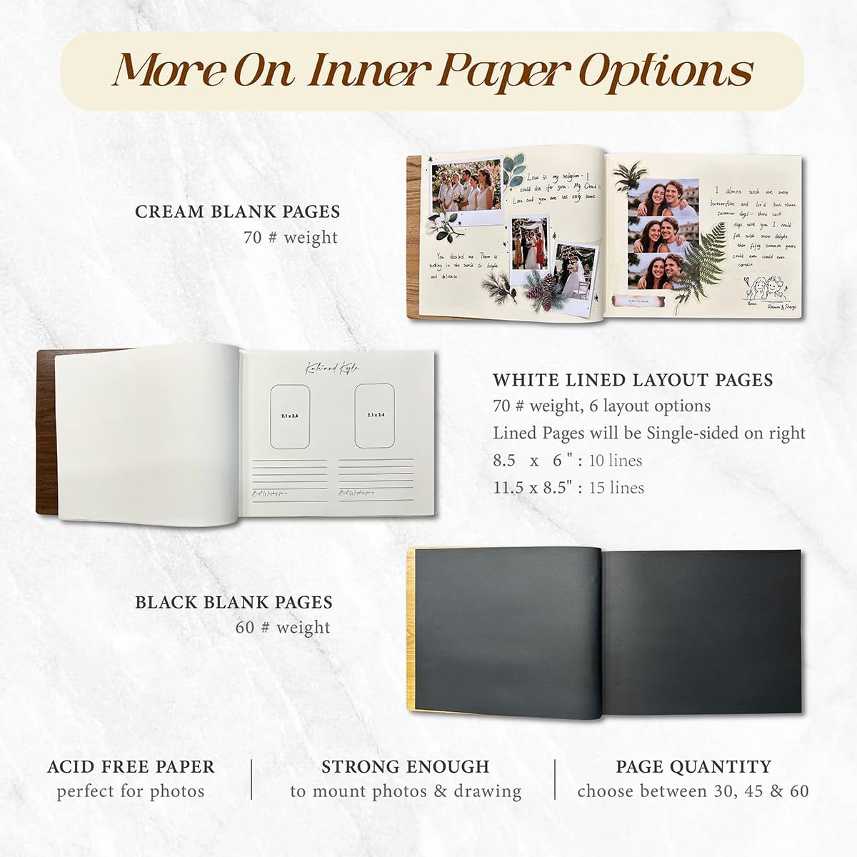 Customized Wooden Guest Book for Weddings, Funerals & Events - Personalized Keepsake Memory Book with Engraved Name & Design (A5-5.83×8.27inch)