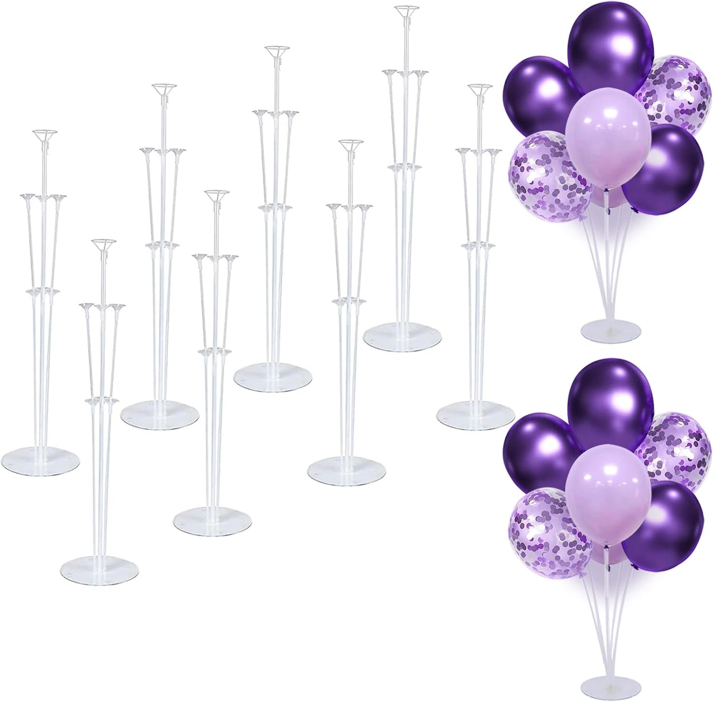 8 Set Balloon Stand Kit - Balloon Sticks With Base for Table Balloon Centerpiece Decorations for Birthday Graduation Gender Reveal Baby Shower Party Decorations