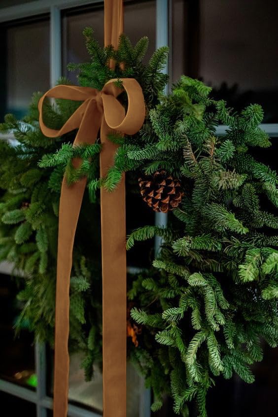 Copper Velvet Ribbon 1.5'' 25 Yards for Christmas Tree, Gift Wrapping, Flower Bouquet, Wreath Decorations, Bow Making