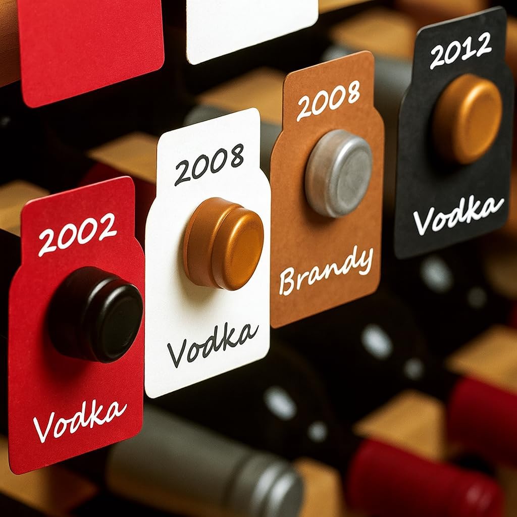 200 PCS Wine Bottle Tags –Paper Hanging Cellar Labels for Bottle Neck, Double-Sided Writable Gift Tags for Wine Racks, Champagne & Homebrew Organization (4 Color)