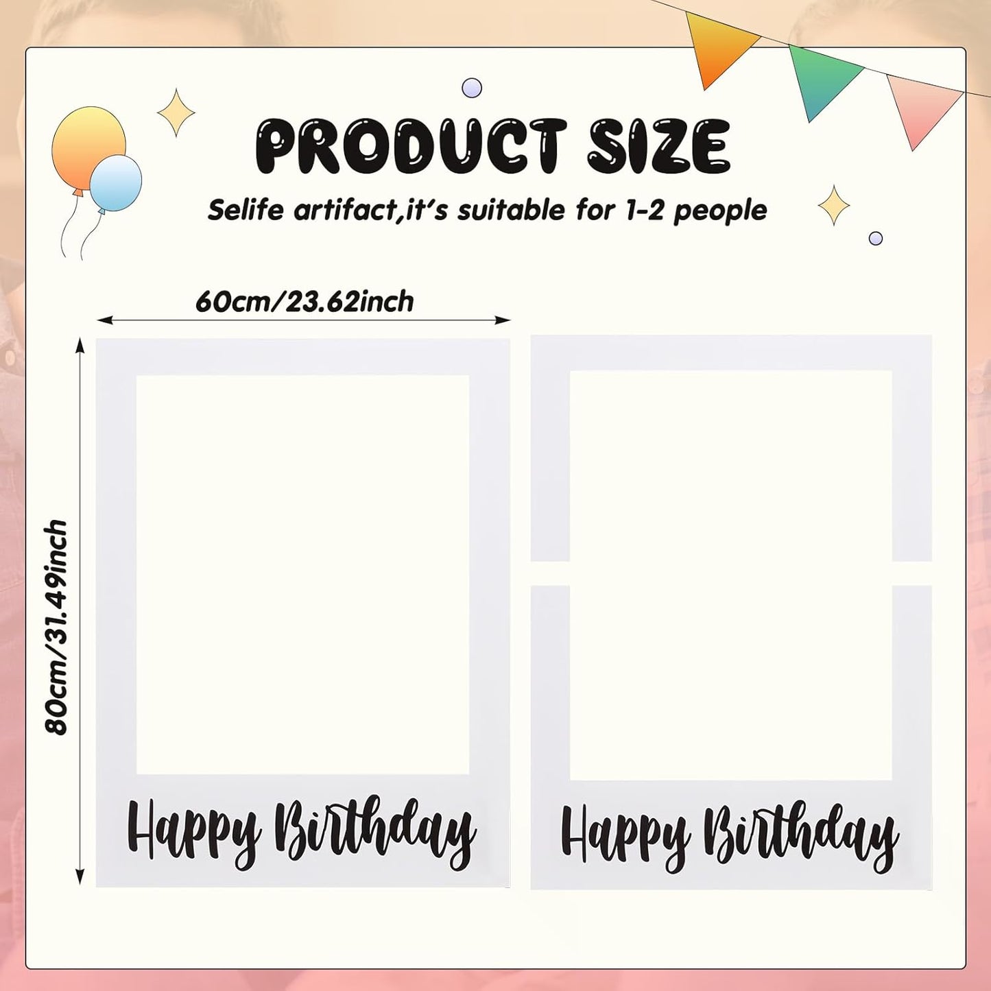 32 x 24 Inch Large Photo Booth Props Picture Frame Happy Birthday Party Frame DIY Cutouts Photo Booth Props Selfie for Party Supplies Favors(White Blank,Happy Birthday)