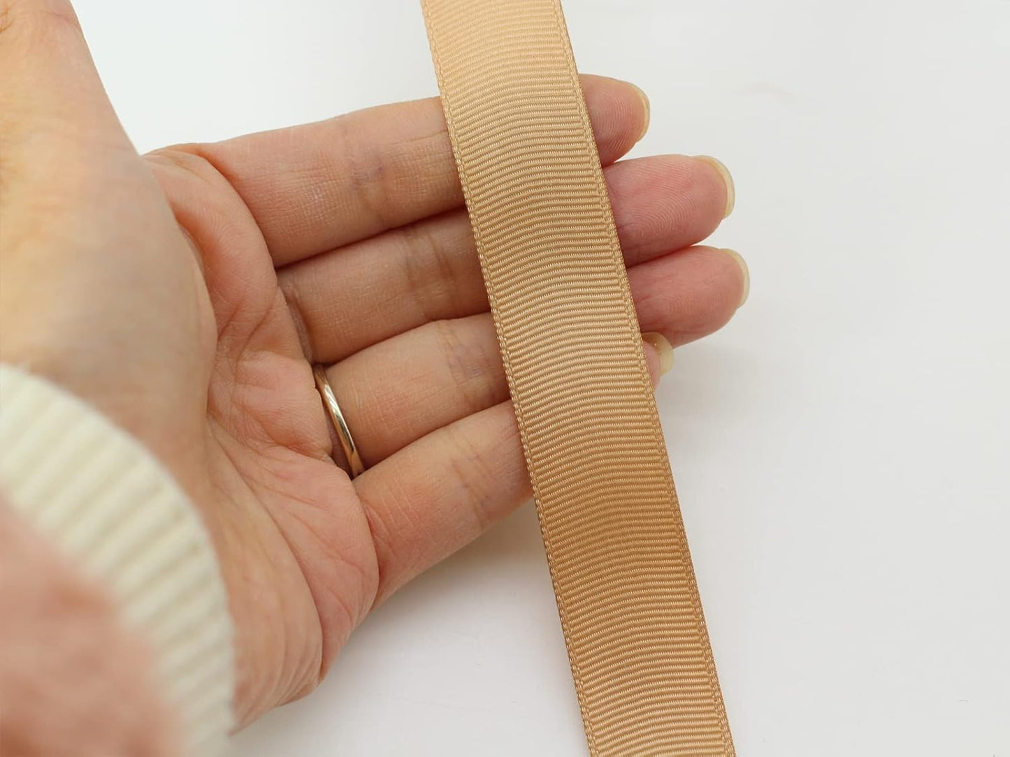 Jesep One Roll 100 Yards 3/4" Soild Grosgrain Ribbon Boutique Gift Wrapping Package Ribbon, DIY Crafts Bow Hair Headband Accessories Assorted Ribbon#835 (3/4" 20mm, Khaki)