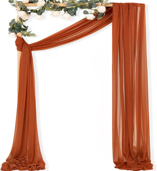 MLMC Terracotta Wedding Arch Draping Fabric 1 Panel 29" x 20 FT Extra Long Gauze Drapes Sheer Backdrop Curtains 6.6 Yards Outdoor Drapery Panels for Fall Wedding Ceremony Party Ceiling Decoration