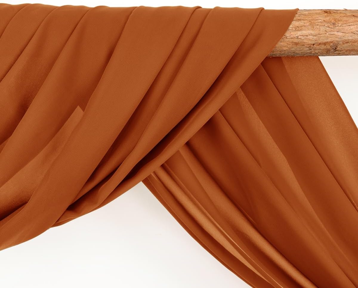 Wedding Arch Draping Fabric 2 Panels 30'' x 18FT Terracotta Sheer Chiffon Arch Drapery for Photo Booth Bridal Shower Baby Shower Church Decor Newborn Photography Christening Outdoor Party
