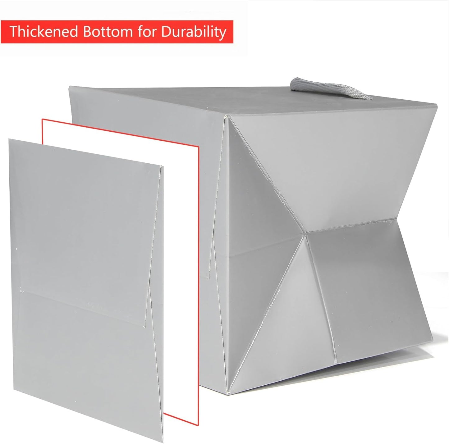 Silver Gray Paper Gift Bag 10 in Paper Gift Box Large Square Bottom Kraft Paper Bags with Handles for Wedding Baby Shower Birthday Party (Silver Grey, 10 x 10 x 10 in, 10 CT)