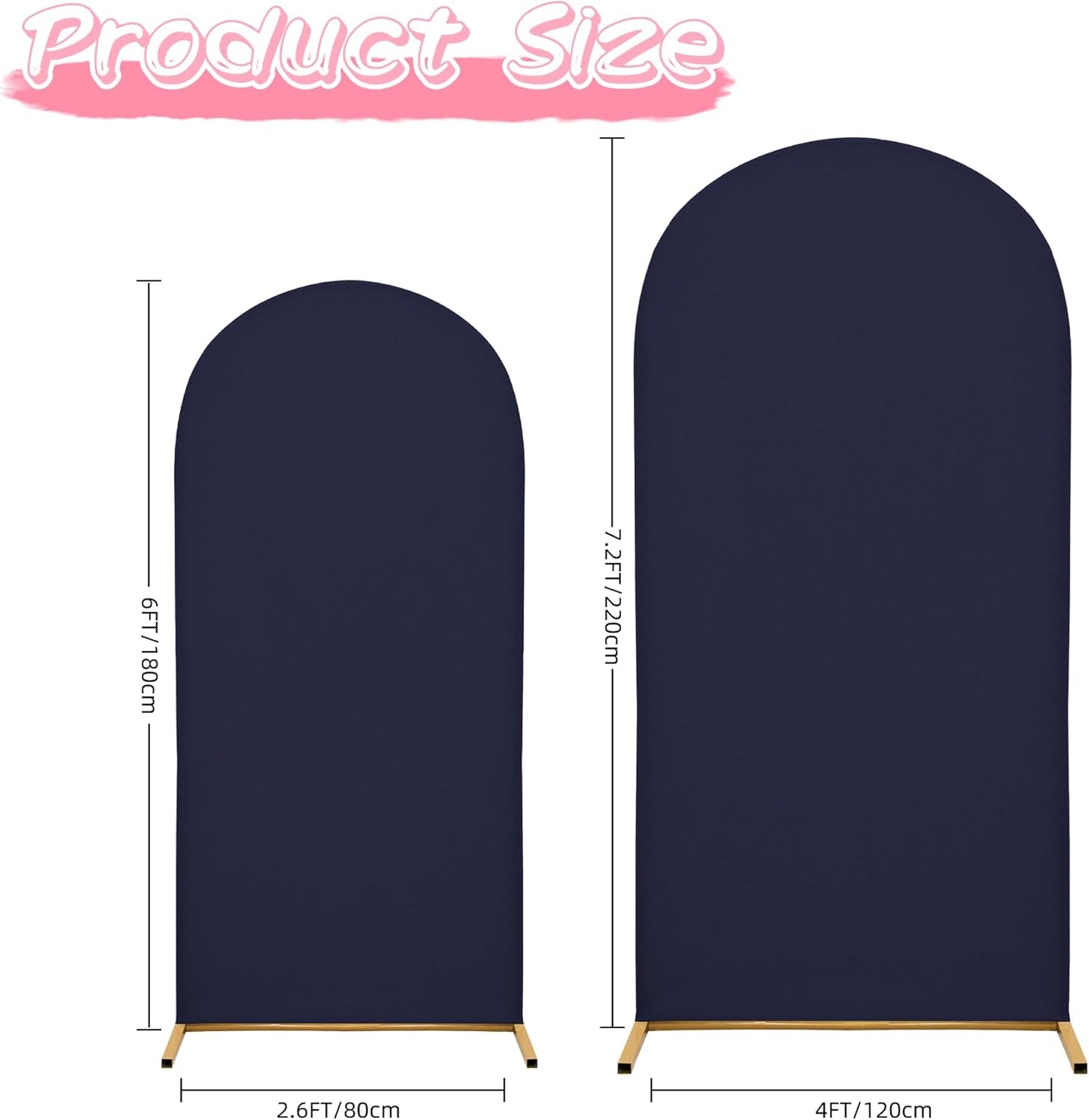 Wedding Arch Covers Arch Backdrop Cover Arch Stand Covers 7.2FT 6FT Set 2 Arch Cover Spandex Fabric Stretchy Backdrop for Wedding Birthday Party Decoration Baby Shower (Dark Blue)