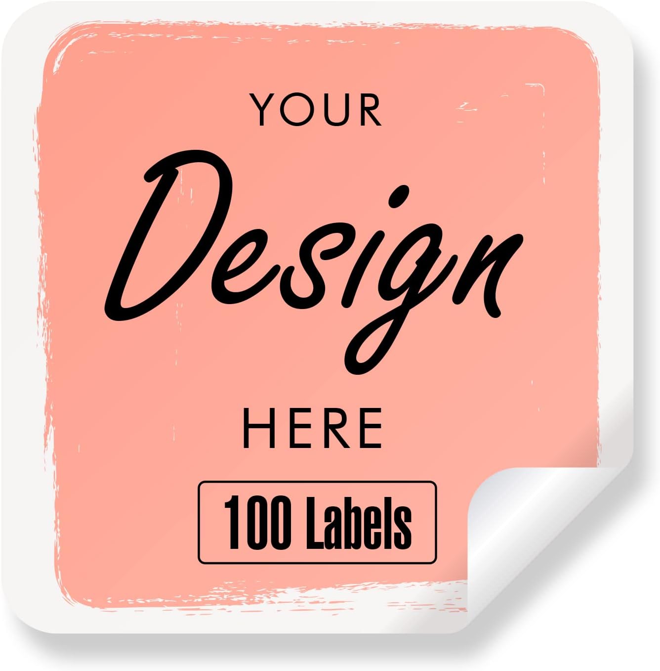 Custom Stickers - Customized Labels with Any Design Image Logo Text, 100 Pink Stickers (Square, 5.5"x5.5") for Business, Thank You, Address, Bottle Labels, Retail Shop, Bake Sales, Gifts