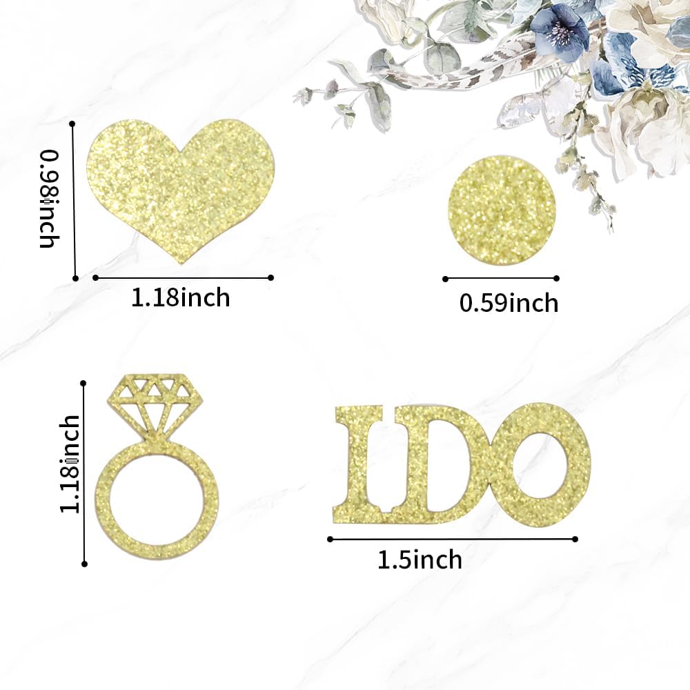 Wedding Confetti, Engagement Confetti for Wedding Shower Decorations, Bridal Shower Confetti for Bridal Shower Decorations, 160 PCS Glitter Gold I DO Confetti for Engagement Table Decorations