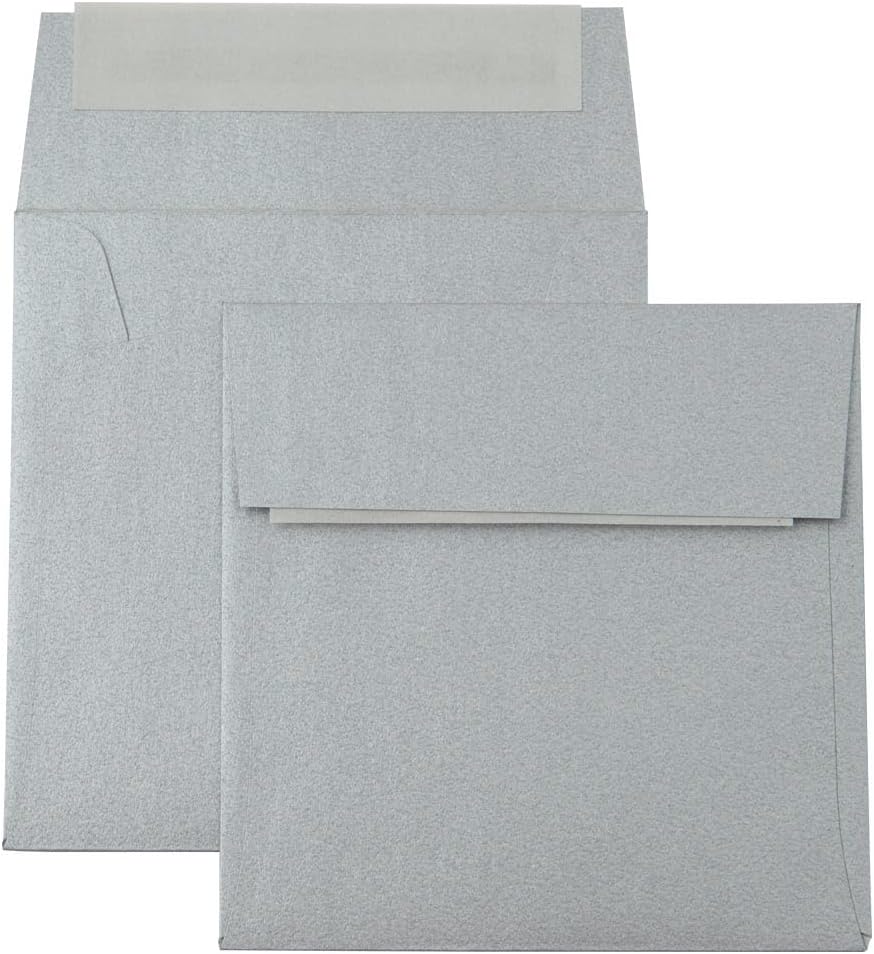 LUXPaper Square Invitation Envelopes | Peel & Press | 3 1/4" x 3 1/4" | Silver Metallic | 80lb. Text | 50 Qty